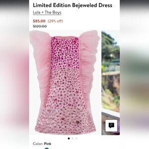 Lola + The Boys Pink Dress with Gem Accents